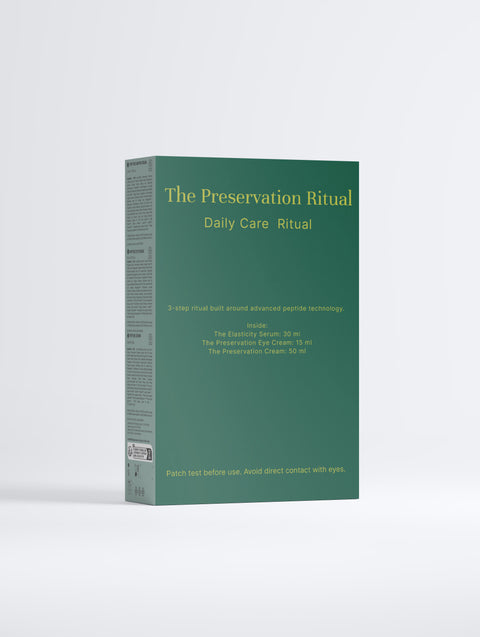Reverse of the The Preservation Ritual presentation box showing printed product information.