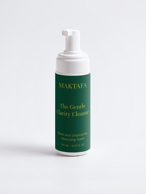 Maktafa The Clarity Ritual: Gentle Clarity Cleanse bottle on a pale grey background.