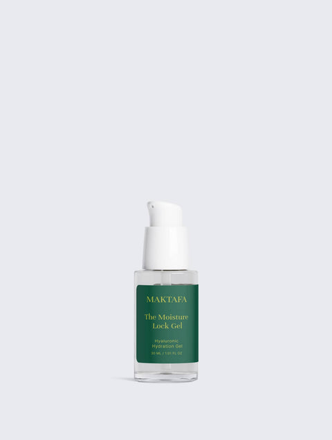 Maktafa The Comfort Ritual: Moisture Lock Gel bottle on a pale grey background.