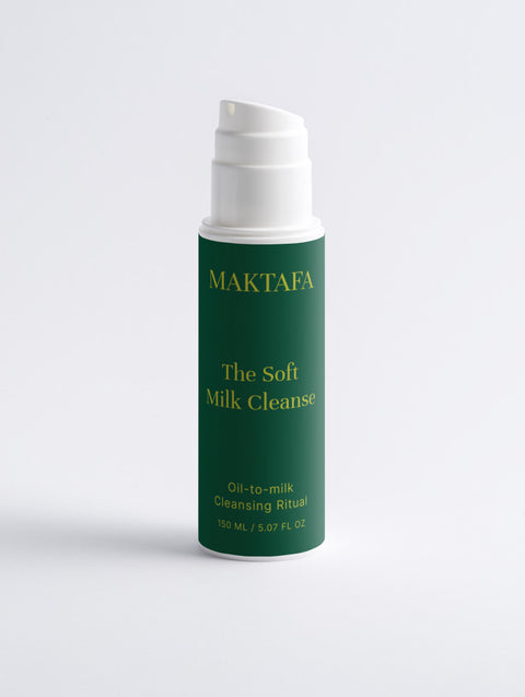 Maktafa The Hydration Ritual: Soft Milk Cleanse bottle on a pale grey background.