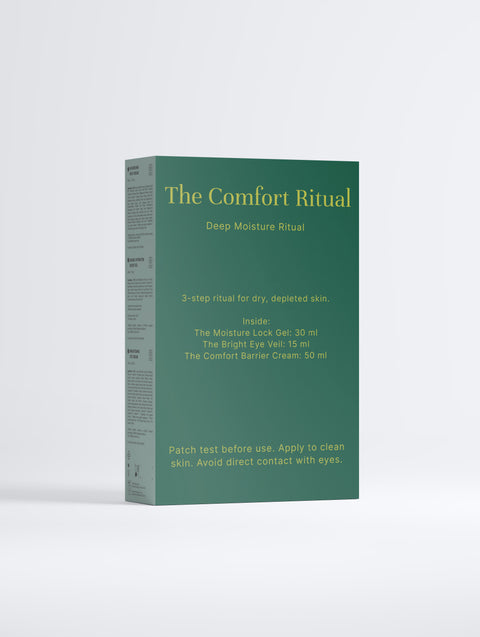 Reverse of the The Comfort Ritual presentation box showing printed product information.