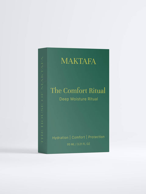 Front of the emerald Comfort Ritual presentation box with gold lettering.