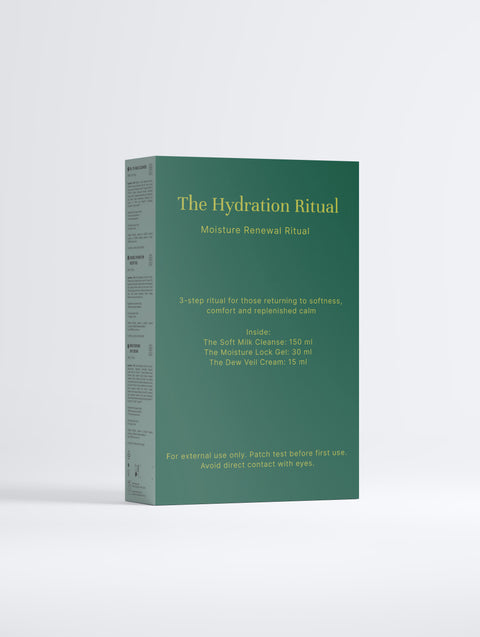 Reverse of the The Hydration Ritual presentation box showing printed product information.