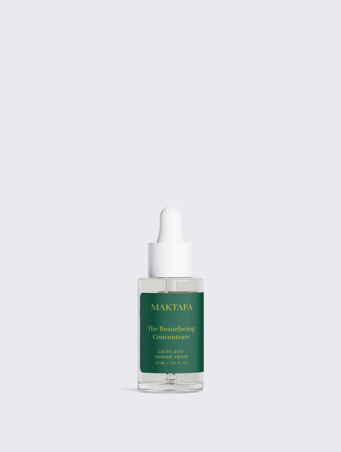 Maktafa The Clarity Ritual: Resurfacing Concentrate bottle on a pale grey background.