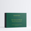 Front of the emerald The Renewal Ritual presentation box with gold lettering.
