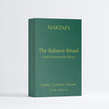 Front of the emerald The Balance Ritual presentation box with gold lettering.